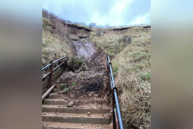 The mudslide at Sewerby Steps.