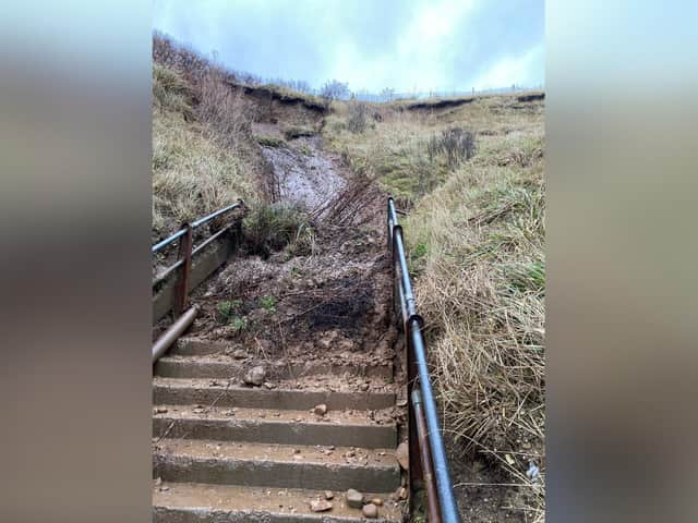The mudslide at Sewerby Steps.
