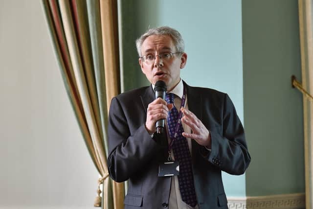 Simon Cox, Executive Programme Director for the East Coast Service Review, pictured at one of the public meetings at the Royal Hotel in October 2018.