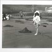 circa 1913 Children on the sands at Scarborough.