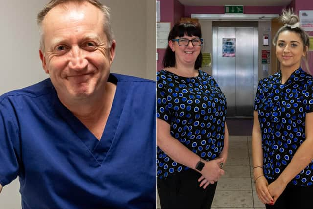 Dr Alastair Crosswaite, and receptionist/administrators Christina Fox-Freeman and Lauren Taylor. 
Image: Copyright ©DCimaging Darren Casey.