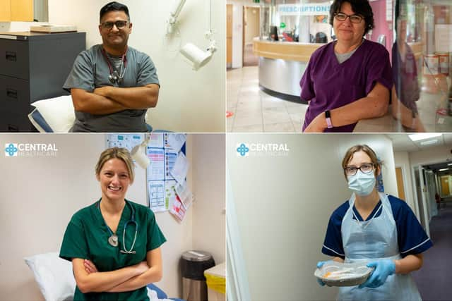 Clockwise from top left: Dr Deepankar Datt;  Dr Simona Gheorghiu; practice nurse Christine Jaques; Health Care Assistant Lisa Birkinshaw.
Images: Copyright ©DCimaging Darren Casey.