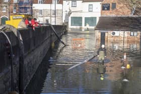 Parts of Malton remain underwater due to flooding.