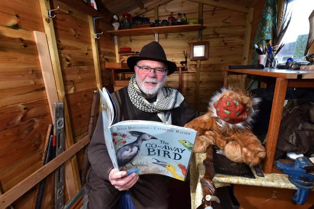 Robert Hartley has been reading stories from his garden shed. Pic: Richard Ponter