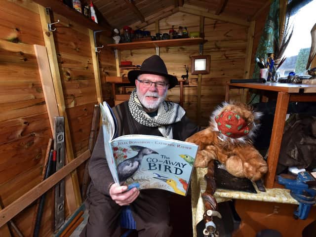 Robert Hartley has been reading stories from his garden shed. Pic: Richard Ponter