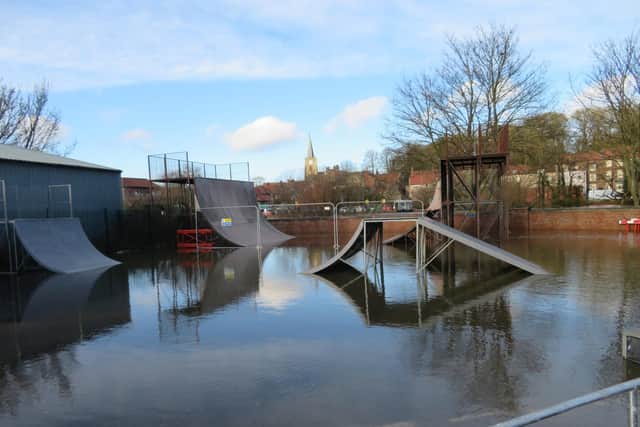 Flood waters are having a big impact, even the skate park remains underwater