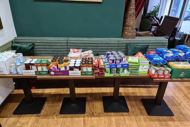 Food parcels contain a range of items to help make nutritious meals.