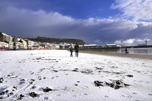 Snow on the beach in Scarborough - January 2021 - Picture: Richard Ponter
