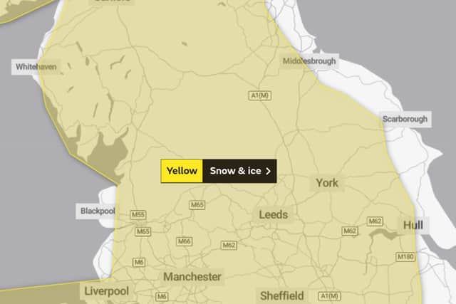 The area covered by the weather warning