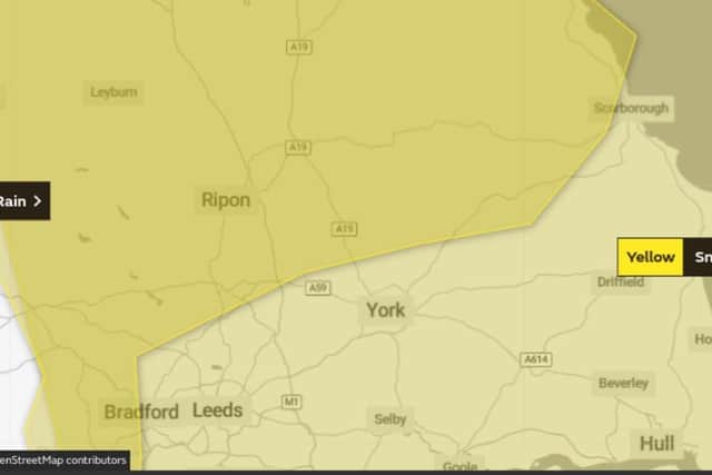 The area covered by the weather warning.