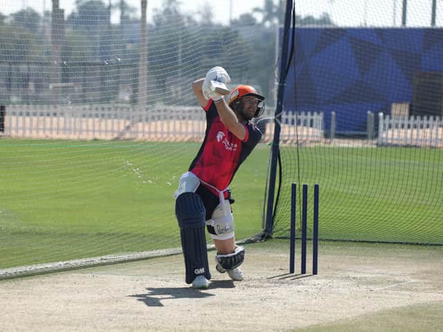 Whitby's Adam Lyth in the nets for Delhi Bulls. Picture: Delhi Bulls