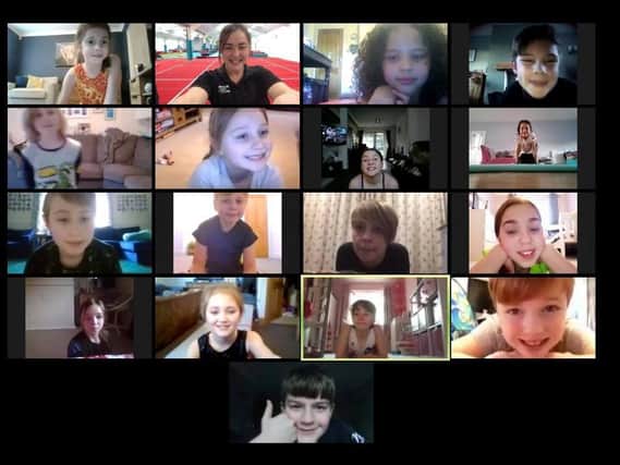 GYM STARS: Some of the Scarborough Gymnastics Academy’s youngsters enjoying their online sessions