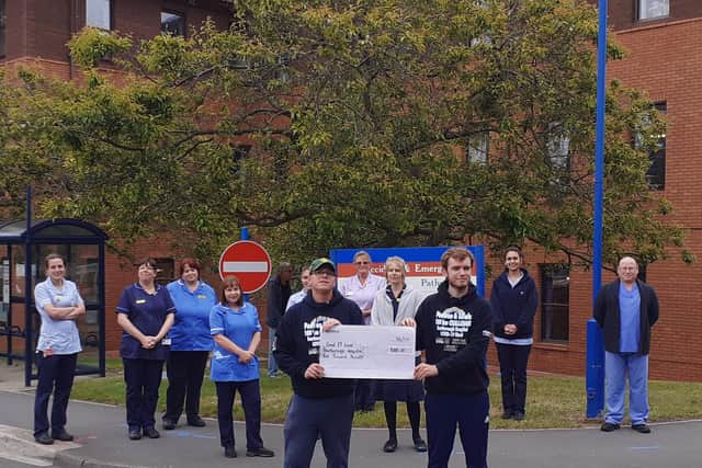 Peter Hutchinson and Lewis Wilkinson raised over £1,500 for Scarborough Hospital's covid ward