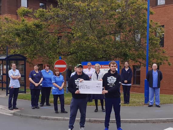Peter Hutchinson and Lewis Wilkinson raised over £1,500 for Scarborough Hospital's covid ward