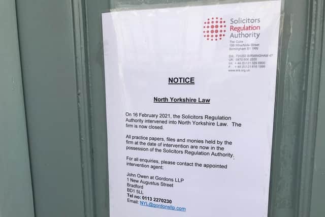 A notice on the door of the business.