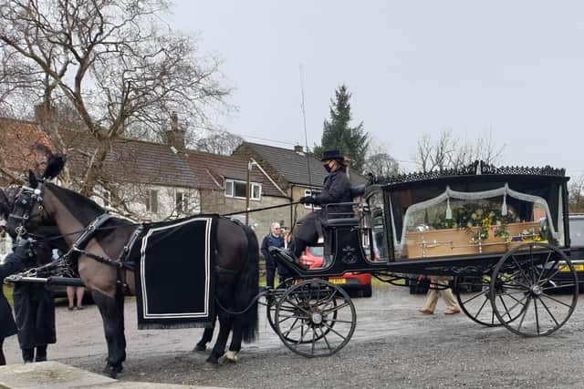 Wendy Hodgson was taken to St Hilda's, Danby in a horse-drawn hearse