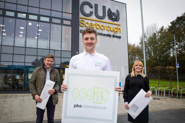 PBS International's Rob Coy, Morgan Sunderland and Clare Garrick (CU Scarborough).