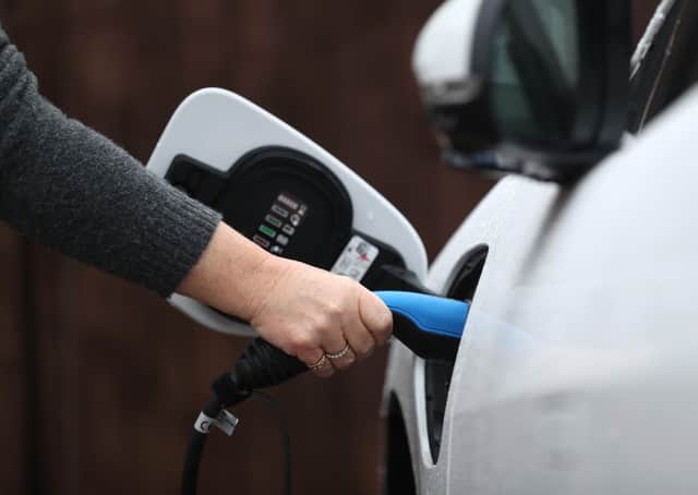 An electric car charging point.