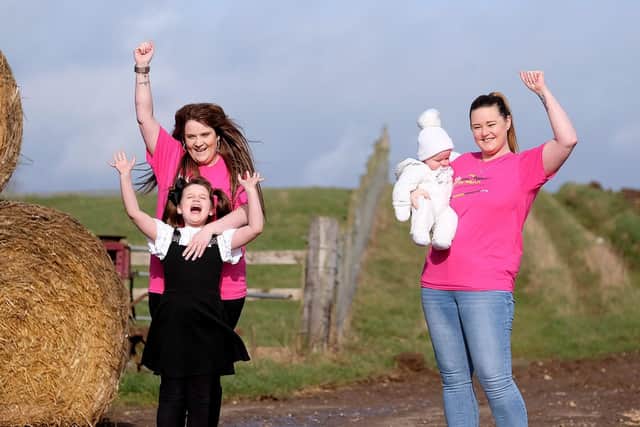 Kayleigh Allanson with daughter Evie and Gemma Kempson with son Bobbie
