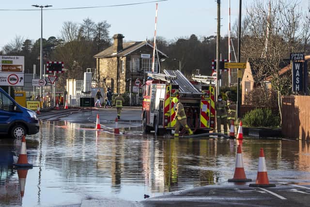 Fire crews pump water from Church Street in Norton during the February flooding. Picture Tony Johnson