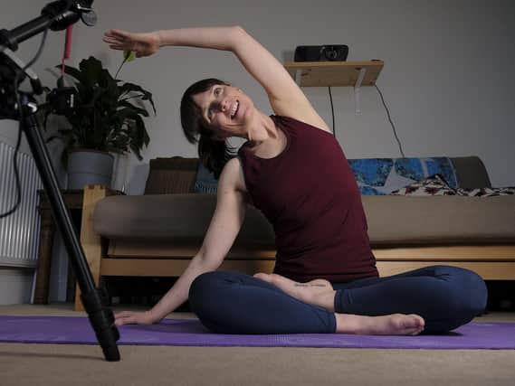 Carrie has been teaching yoga online since last March.