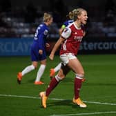 Beth Mead celebrates scoring for Arsenal. Picture: Getty