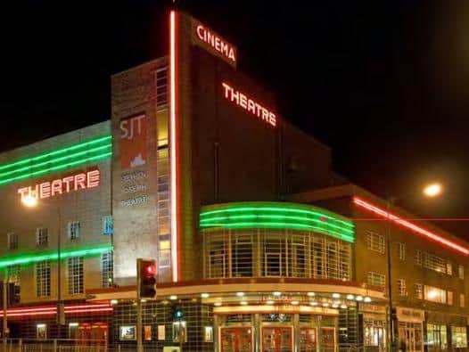 Scarborough's Stephen Joseph Theatre illuminated in all its glory.
