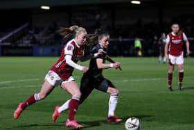 BIG WIN: Beth Mead on the attack against Manchester United. Picture: Getty Images