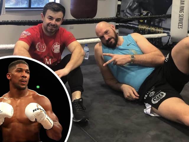 Whitby's Matty Towey with Tyson Fury, who looks set to take on Anthony Joshua (inset)
