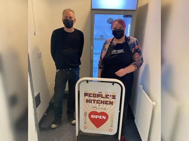 David Owen and Rebecca Denniff at Whitby Community Fridge