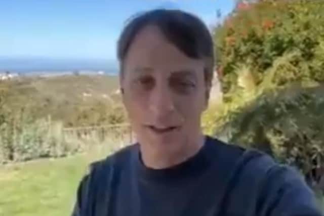 Professional skateboarder Tony Hawk sent a video message (pictured) backing Mr Swain's campaign to save a skate park's half pipe near Malton.