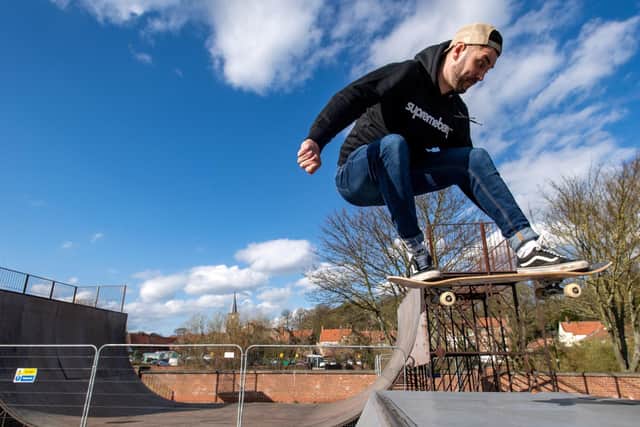 Ryan Swain who is leading a public and community project and campaign to save the halfpipe and skatepark in Malton, North Yorkshire.