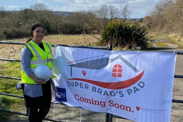 Bradley's mum Gemma Lowery on the holiday home site in Scarborough.