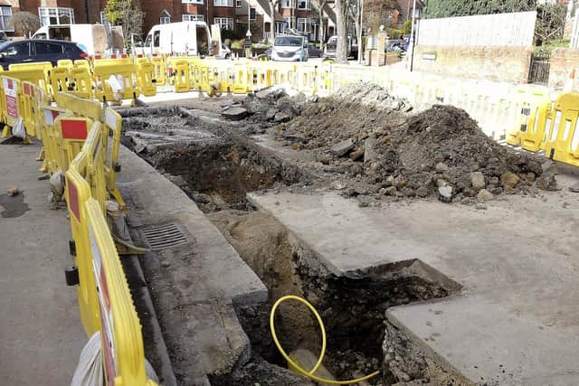 Road being dug up at Manor Road. Picture: JPI Media/ Richard Ponter