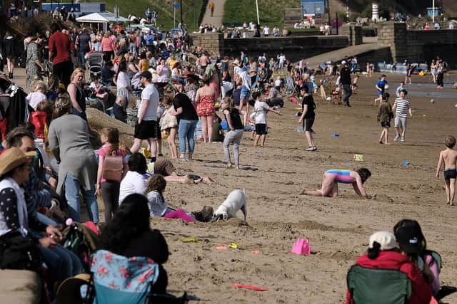 Beach goers in Scarborough yesterday (March 30 2020). Picture: JPI Media/ Richard Ponter