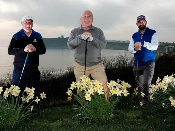 Graham Pickup, Phil Warburton and his son Mark looking forward to teeing off. Picture: Richard Ponter