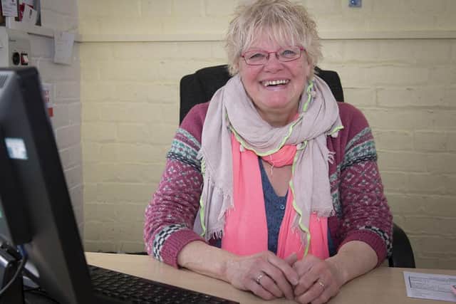 Trish Kinsella at her desk in the Rainbow Centre