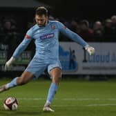 Ryan Whitley kicks the ball clear against South Shields.