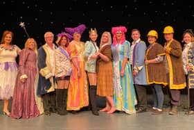Cinderella cast members, from left: Suzy Corrigan - Fairy G, Sally Fewster - Baroness, Mick Pelling - Baron Hardup, Fiona Sellers - Dandini, Simon Eaton - Gertrude, Helena Graham - Prince Charming, Rebecca Morgan - Cinderella,  Martin McLachlan - Grizelda, Ken James - Buttons, Kirsty Dixon - Leggett, Frank O’Neill - Bodgett, Emily Leather - Chambers.