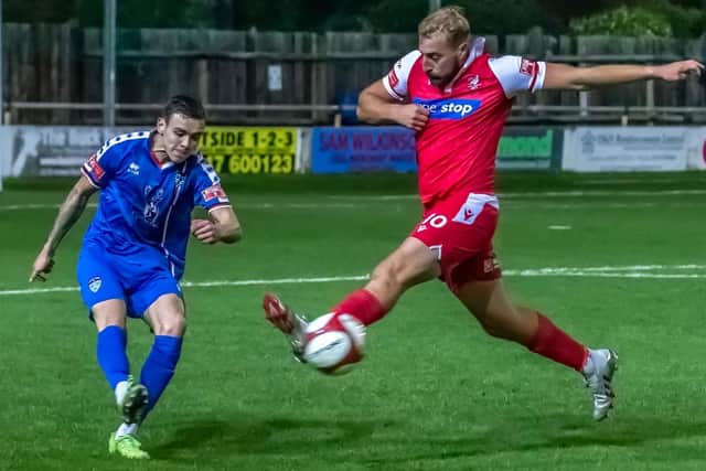 Jake Day, in action at Whitby Town, returned to Boro