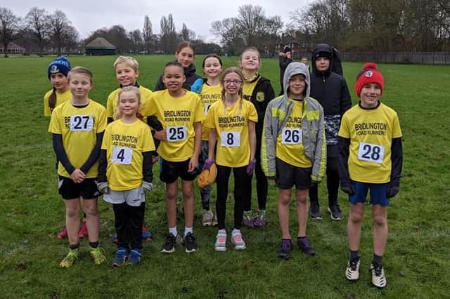 The Bridlington Road Runners juniors line up at the Humberside Cross Country Championship in Hull