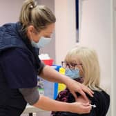 Debbie Bairstow administers a coronavirus vaccination at Scarborough's The Brunswick.