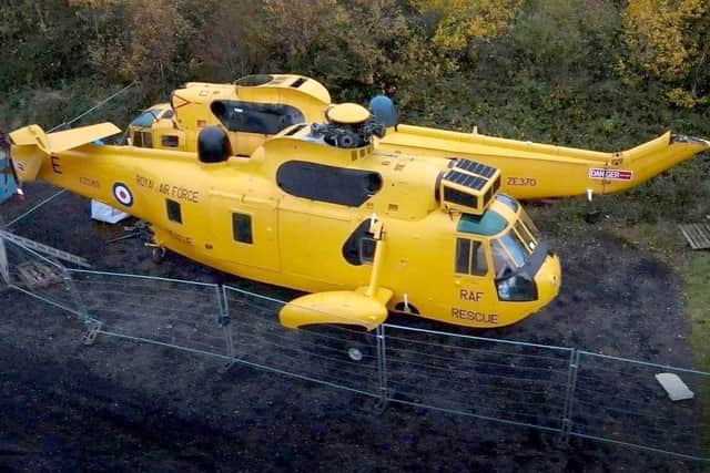 The retired Sea Kings are being stored at Scarborough Rugby Club