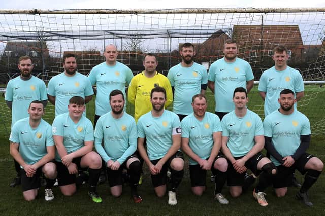 Eastfield United pictured before the 2-2 Scarborough Sunday League draw at Cayton.
Photos by Richard Ponter