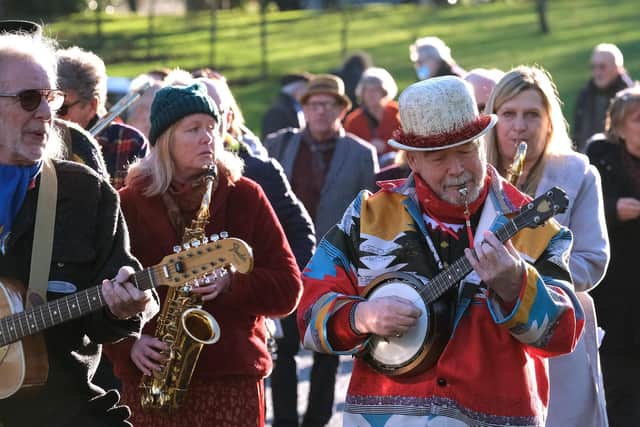 Barry Hampshire's funeral was full of music and love as family and friends gather to say goodbye.