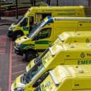 Ambulances parked outside the A&E unit at Leeds General Infirmary in March 2020. Picture: James Hardisty