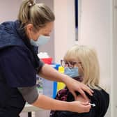 A patient receives their coronavirus vaccine at The Brunswick.