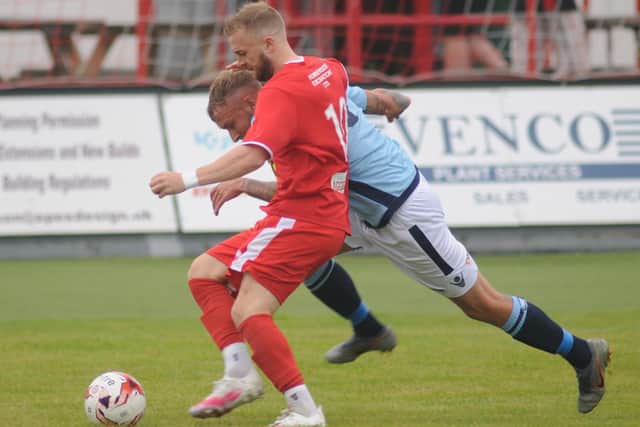 Danny Earl scored both goals for Brid Town in the 2-0 home win against Pontefract