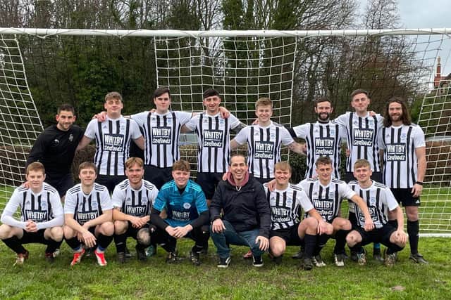 Sleights show off their new kit sponsored by Whitby Seafoods