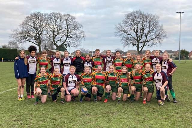 Scarborough RUFC girls with Selby U18s